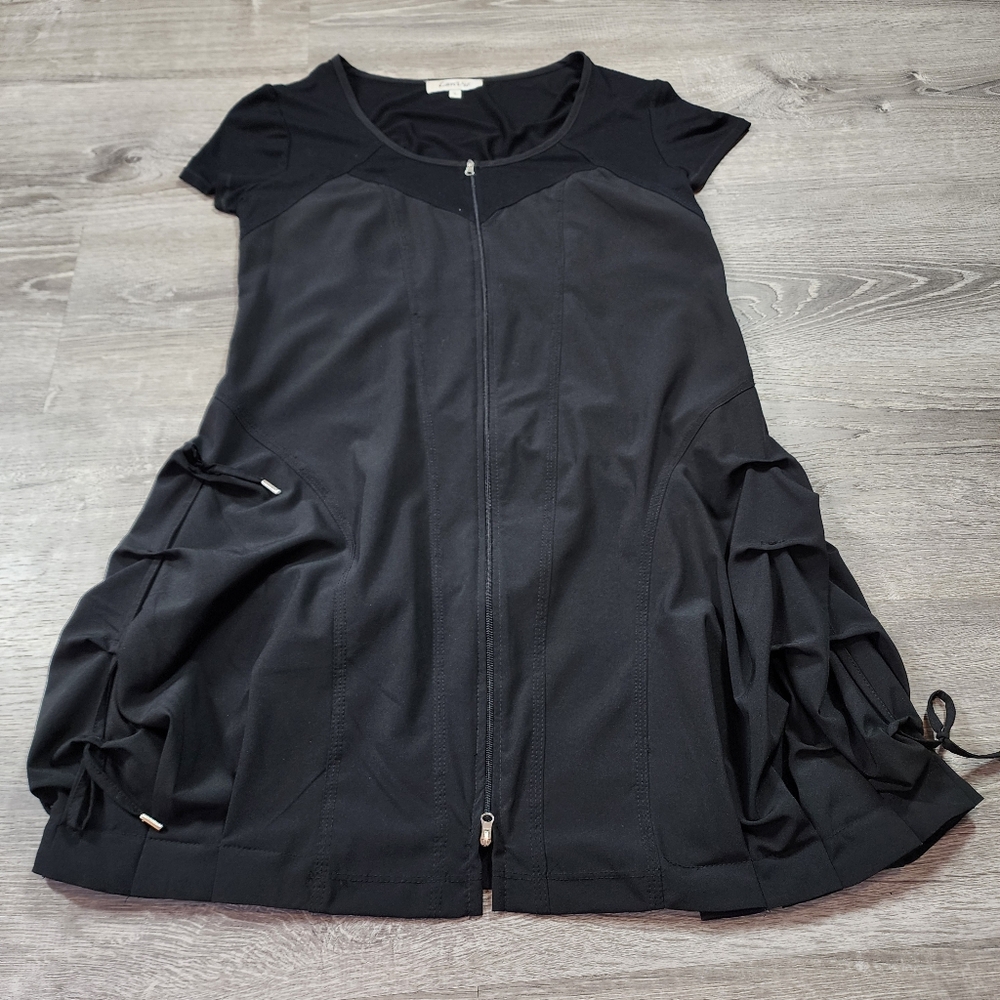 LanVie Black Double Zip Tunic Top Large